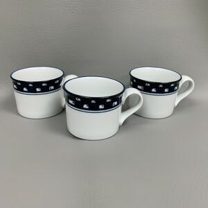 Malaika Nordic Modern Living Coffee Cups Indigo Blue White Lot of 3‎